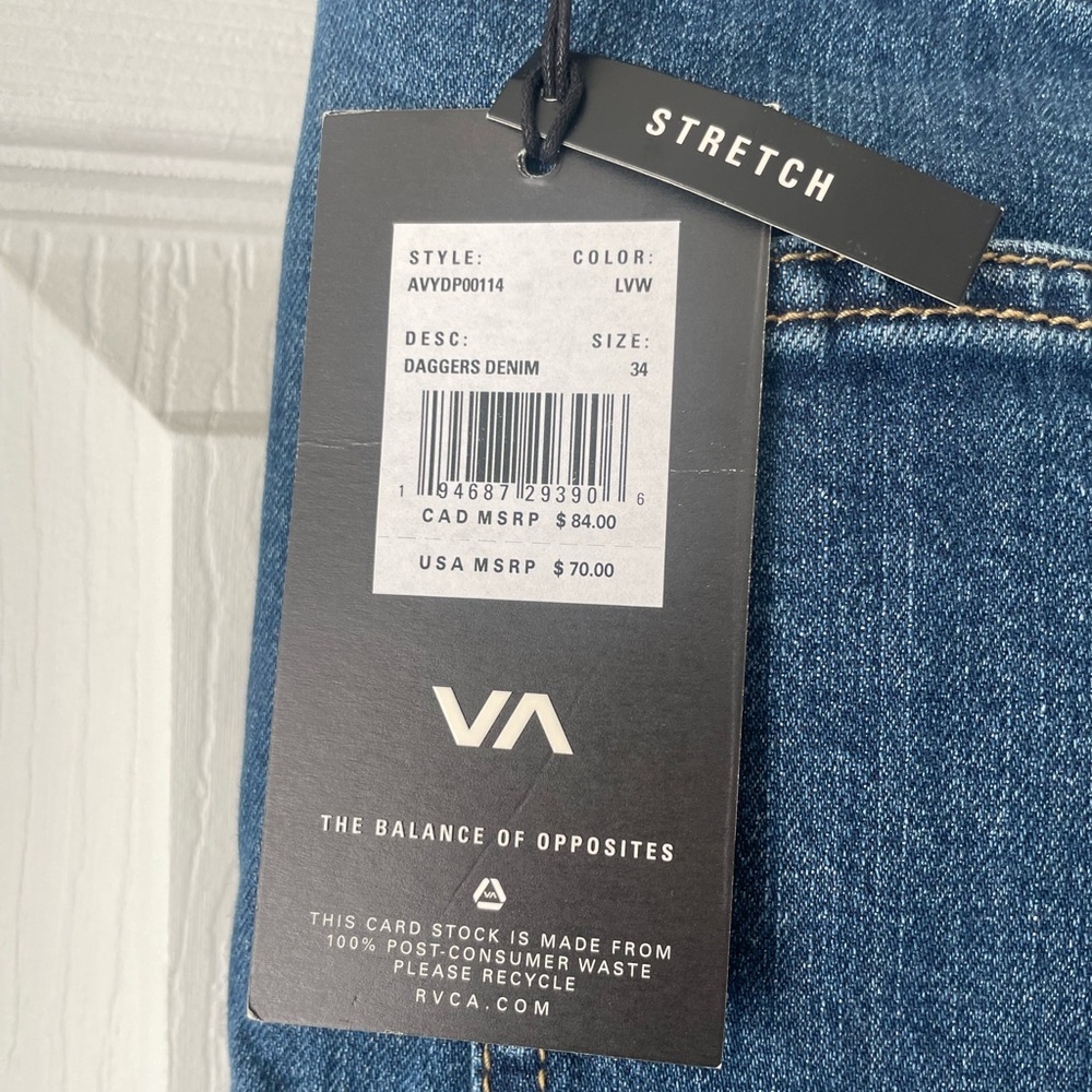 Men’s RVCA Daggers slim straight fit jeans - Picture 4 of 8